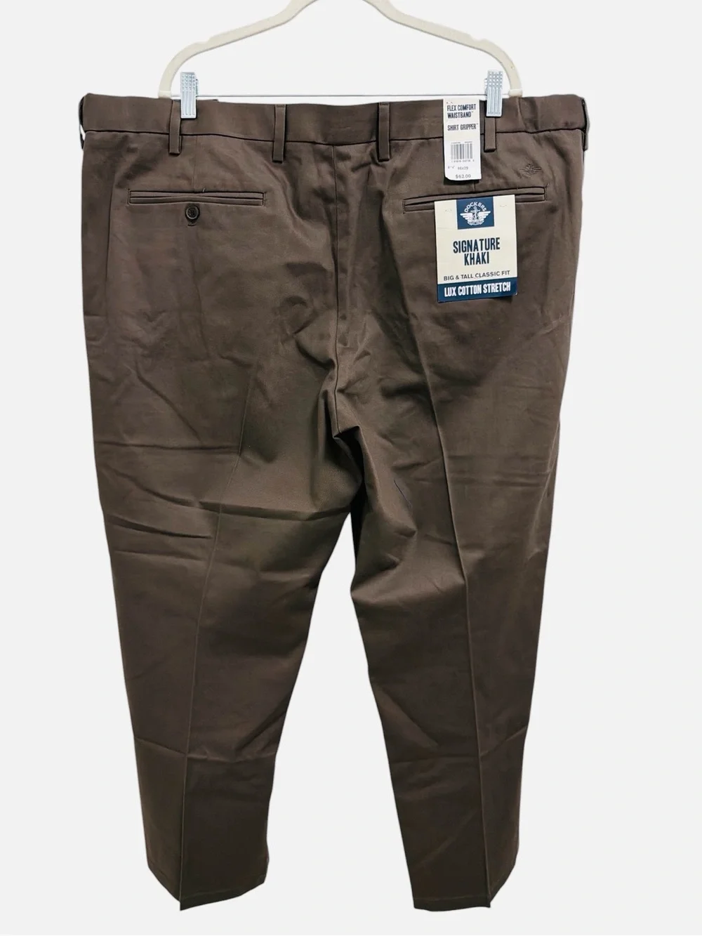 Dockers Signature Khaki Pants Classic Fit Lux Cotton Dark Pebble Mens Size 50x30